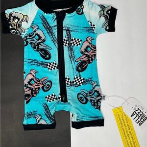 Little Sleepies Turquoise Motorcycle Romper